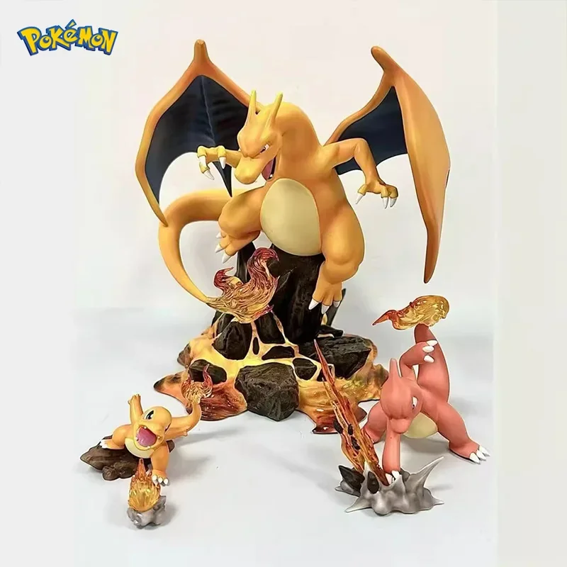 Anime Pokemon Charmander Charizard Dracaufeu Charmeleon Evolution Ver Pvc Action Figure Game Statue Collectible Model Toys Doll