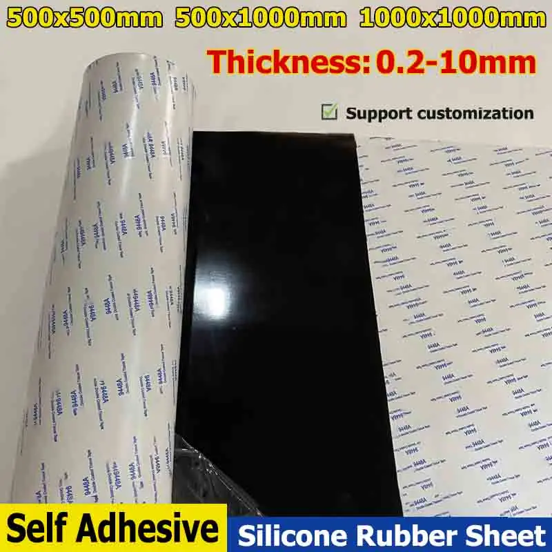 

Black/White/Red Self Adhesive Silicone Rubber Sheet Thick 0.2-10mm High Temp Resistance Silica Gel Plate 500x500 500x1000 1000mm