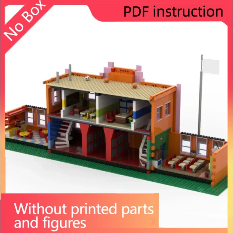 عيد الميلاد الكلاسيكي مشهد الرسوم المتحركة ديوراما الطوب كتل المدرسة منزل تاون هاوس moc لمحبي بناء هدية لعبة فيلم أطفال المنتج ديسمبر