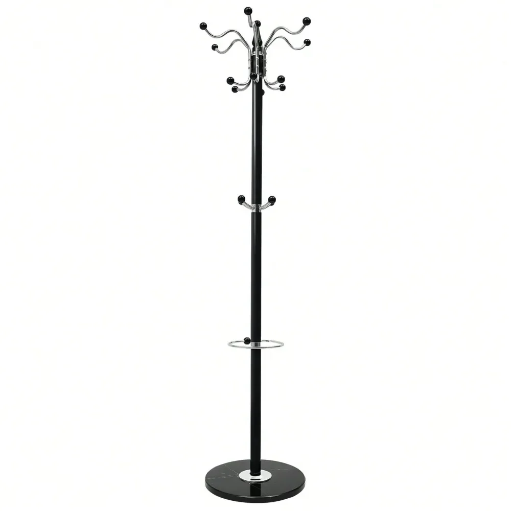 Rack, Freestanding Coat Rack, Coat Rack With Shelf,67 Metal Coat Tree, Coat Racks With 16 Hooks, Hat Jacket Stand Tree Holder H