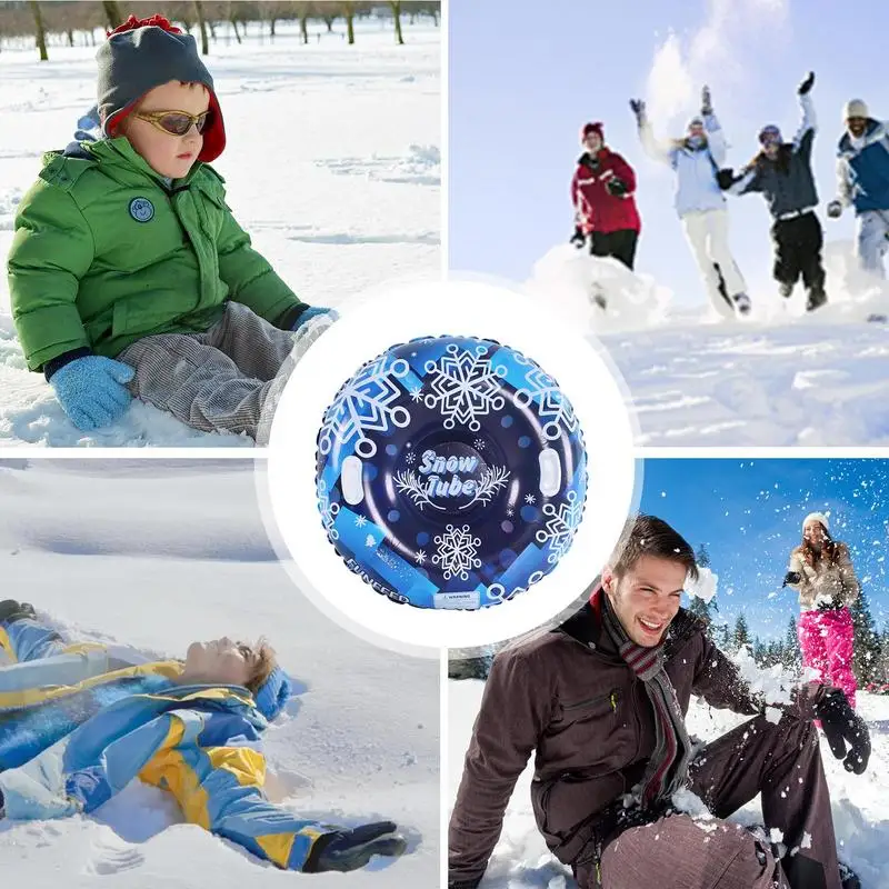 Snow Sled For Adults Heavy Duty Snow Tube Inflatable Sled With 2 Handles Tear-Resistant Sledding Tube Winter Toys For Children
