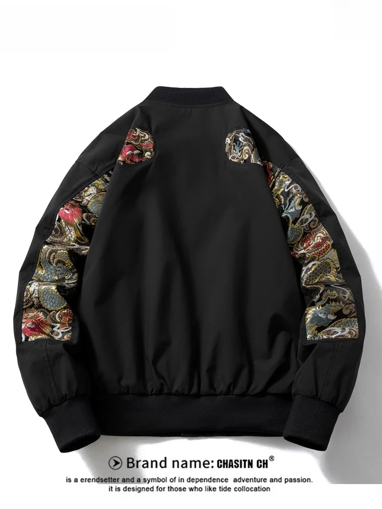 Retro Baseball Jacket Men's Spring New Ethnic Style Embroidered Casual Outerwear Couple's Leisure Flight Jacket