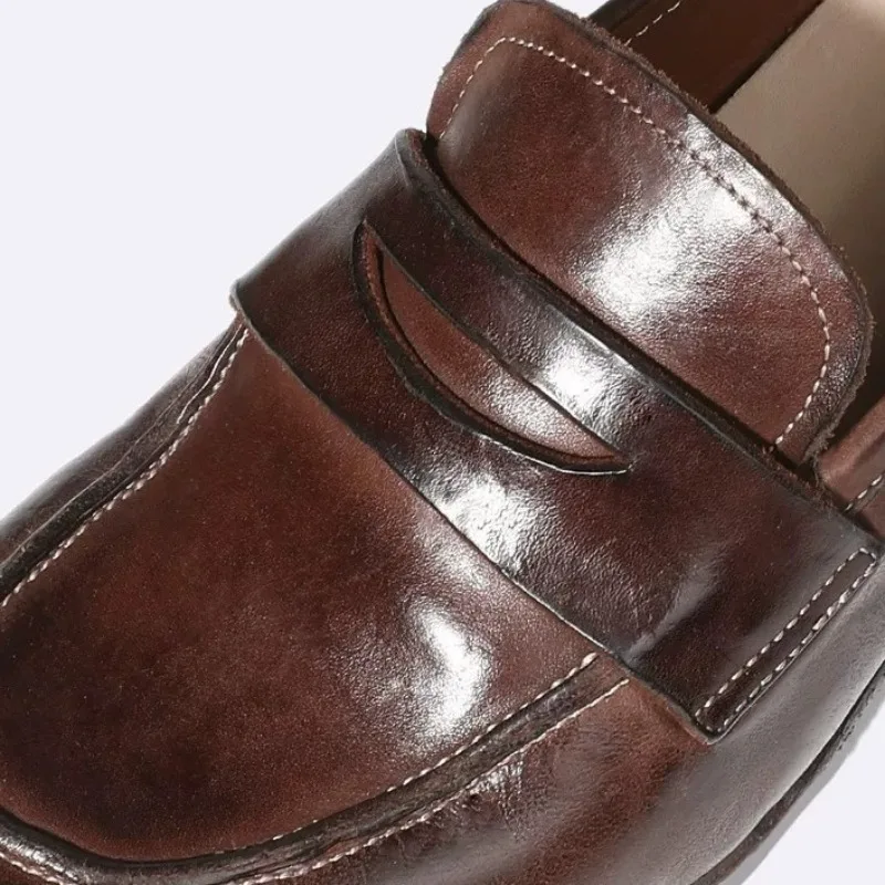 Handmade Loafers Men's Dress Leather Shoes Genuine Leather Slip on Casual High Quality Business Shoes Male Spring Summer