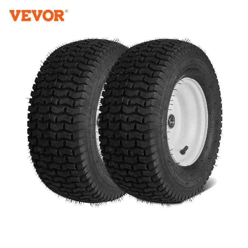 

VEVOR Lawn Mower Tires with Rim Turf Pneumatic Tires 3" Offset Hub 3/4" Bushing 16 PCS Adapters for Riding Mower Lawn Tractor