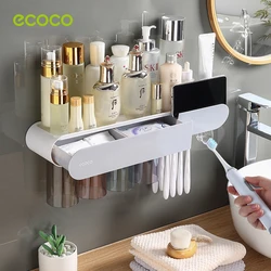 ECOCO-Suporte Escova Invertida, Espremedor De Creme Dental Automático, Adsorção Magnética, Rack De Armazenamento, Acessórios Do Banheiro