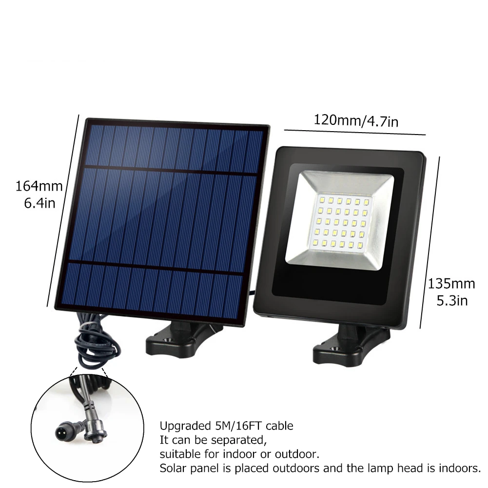 Solar Lights Outdoor Spot Light With Separable Solar Panel 5M Floodlight Indoor Solar Lamp Garden Wall Solar Lighting