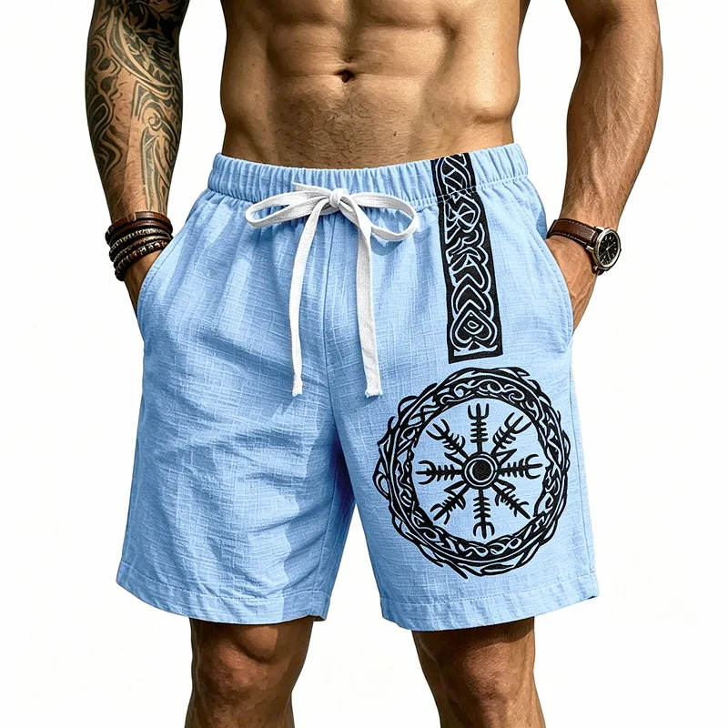 Men-Summer-Linen-Shorts-American-Retro-Medieval-Viking-Style-Casual-Loose-Short-Pants-Beach-Vacation-Streetwear-Shorts-for-Men