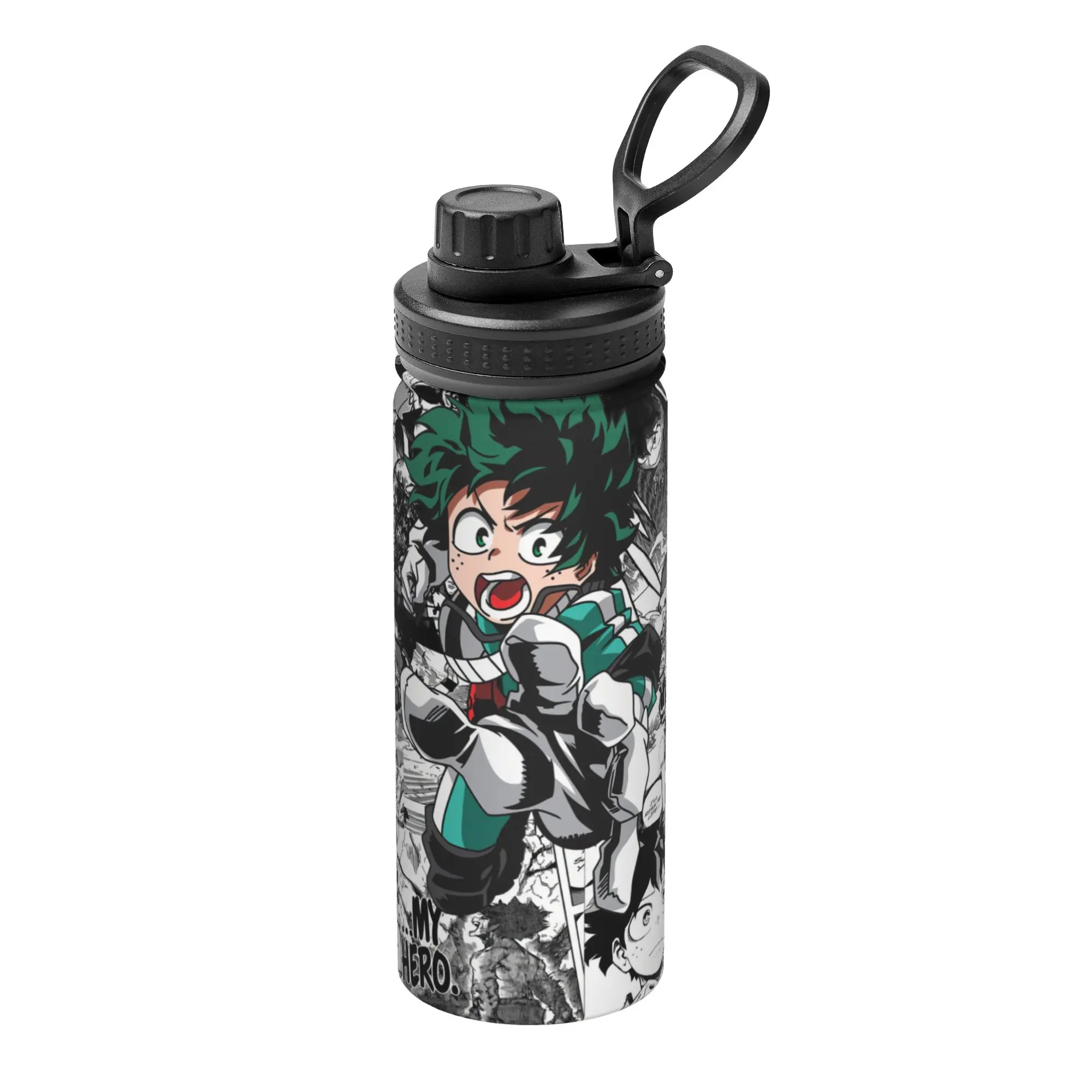 My Hero Academia Anime 18OZ Sports Insulated Kettle Deku Izuku Midoriya Thermal Cup Stainless Steel Outdoor Mugs Water Bottle