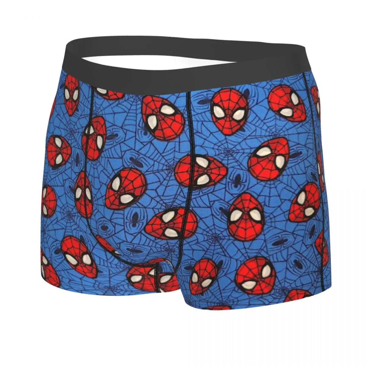 Calzoncillos Bóxer personalizados para hombre, ropa interior fresca, colcha azul, Cara de Spider Man, lanzamiento con Web