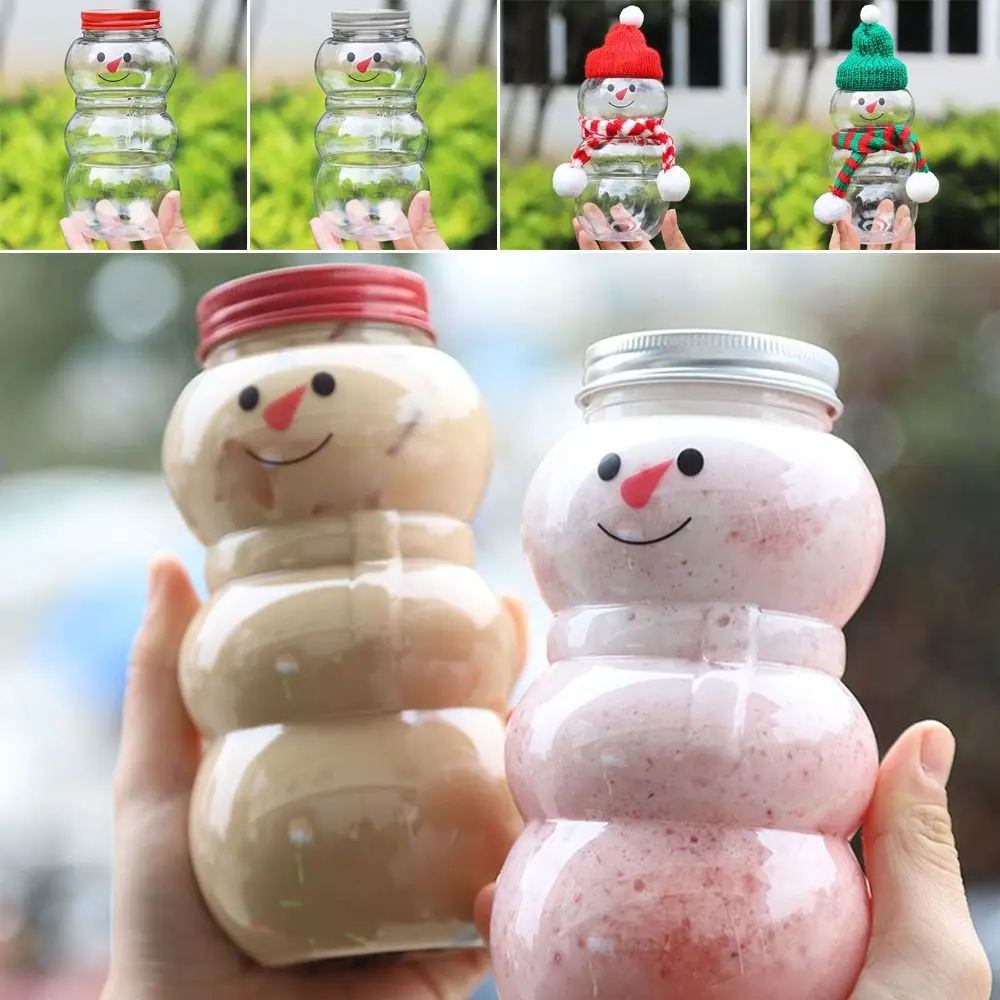 Gifts 500ml Christmas Candy Jars Thick Christmas Snowman Shaped Snacks Storage Bottle Multi-function Plastic Decorative Box