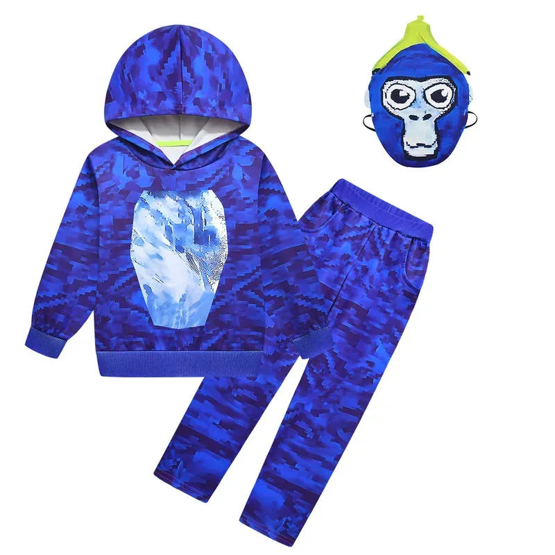 L2025l هالوين الأطفال زي VR ألعاب الغوريلا العلامة بنين بنات طباعة البلوز هوديس ملابس الاطفال هالوين عيد الميلاد الاسمية