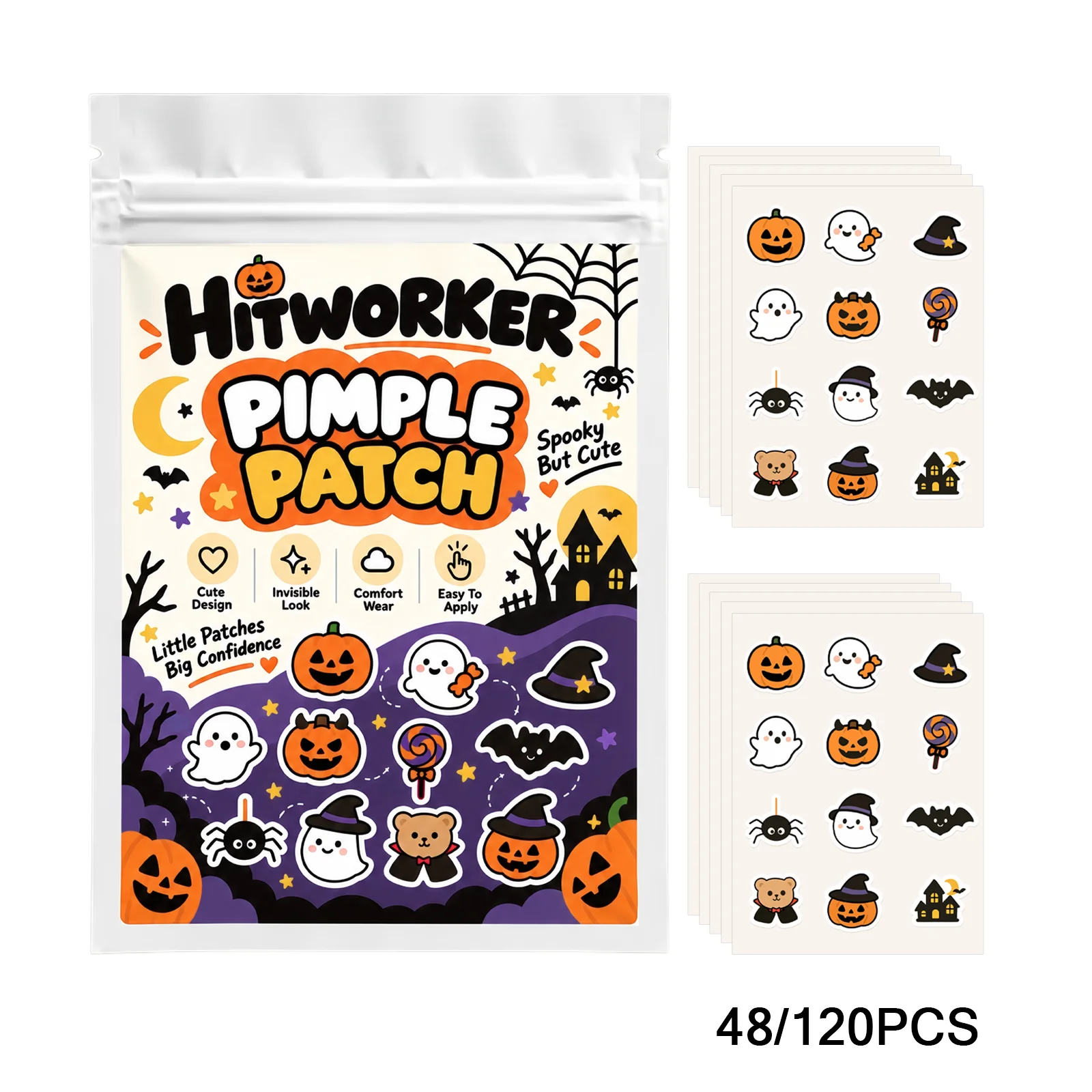 Skincare Gentle - Hitworker Halloween Süße Pickel-Patches Geist Kürbis