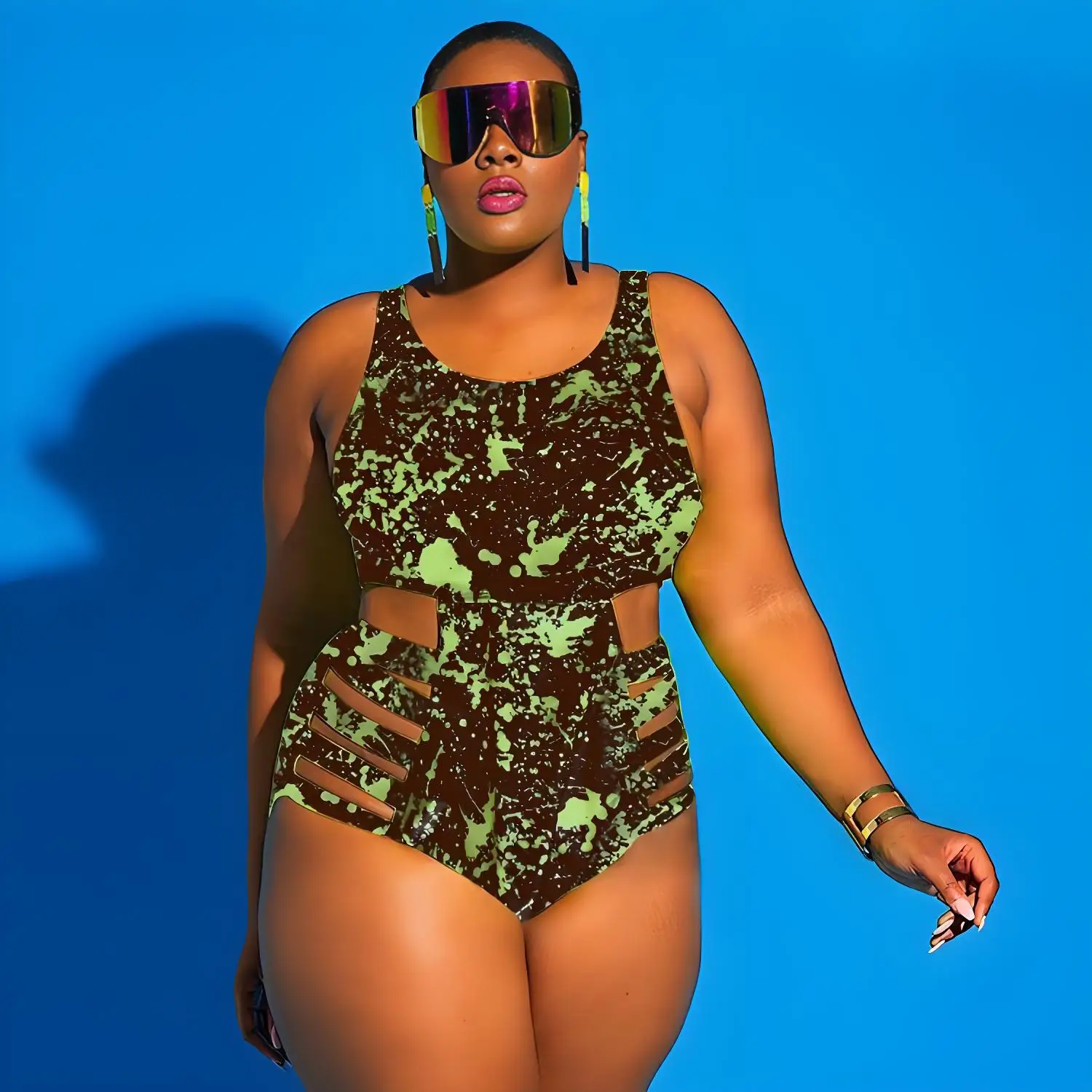 Stroje kąpielowe plus size jednoczęściowe bikini damskie duże rozmiary kostiumy kąpielowe dla puszystych kobiet odchudzające stroje plażowe dla osób o wysokiej wadze