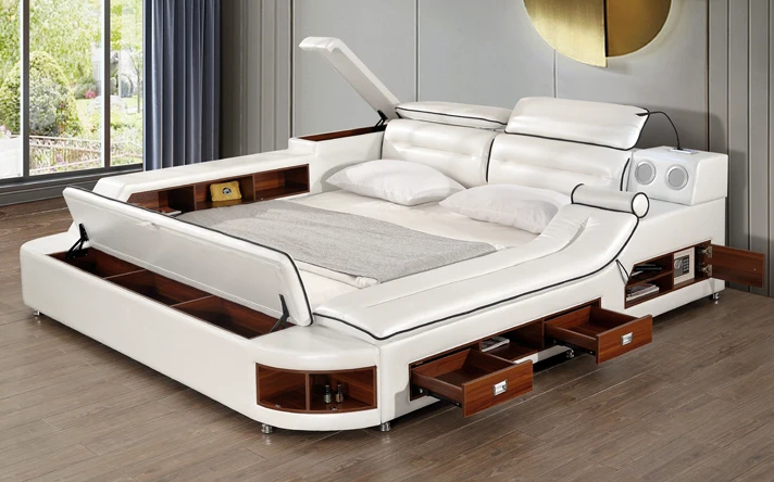 MS-Bed Frame Italian with Storage Smart king Size Wood Queen Size Storage Grey Japanese Style Japanese Style Bed Frame&