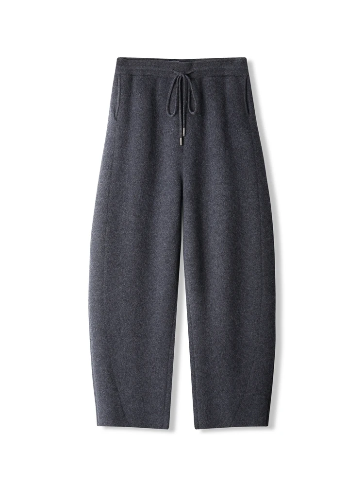 

Men's Cashmere Machete Pants Loose Casual Banana Pants Autumn Winter Thick Soft Warm Trousers 100% Merino Wool Knit Pants