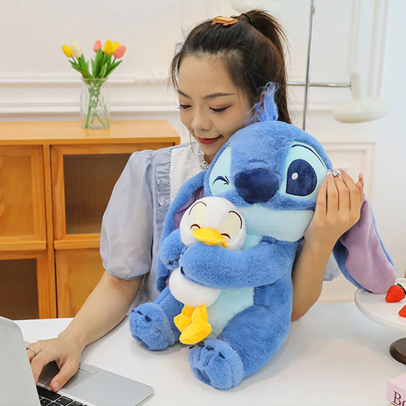 Disney 45cm Pluszowa lalka Stitch Lilo Doll Cute Duck Stitch Pluszowa pluszowa zabawka Świąteczny prezent urodzinowy dla dzieci Dekoracja Kawaii