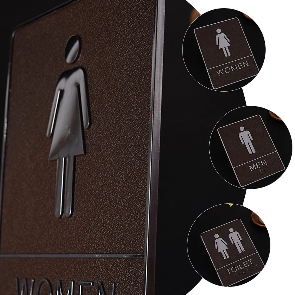 

3Pcs Washroom Signs Made Of Acrylic For Hotel Restaurant Identification Plate