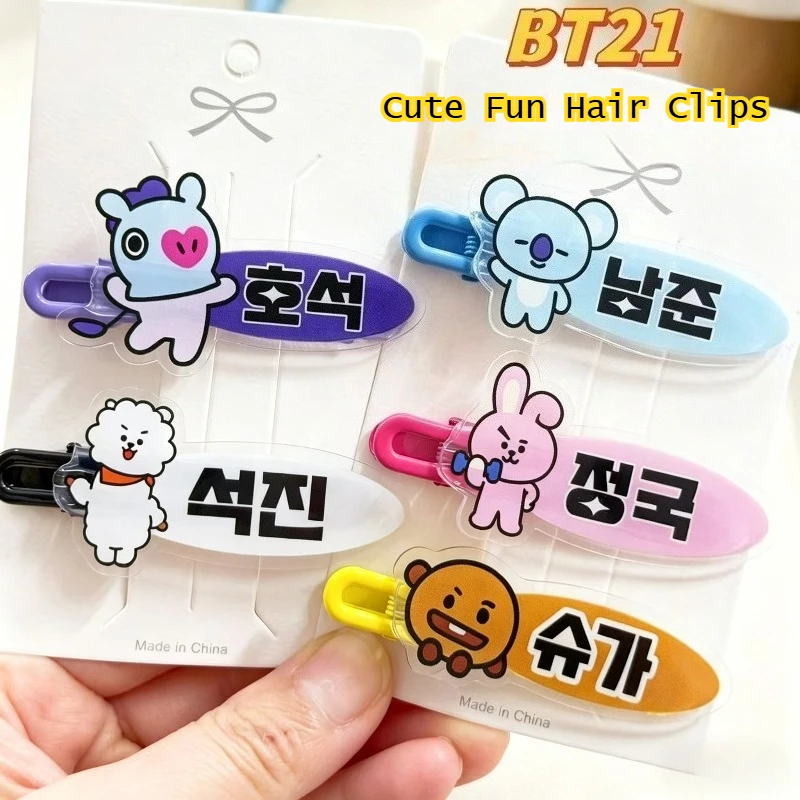 

BT21 Cute Cartoon Hair Clips Creative Kawaii Sweet Hair Accessories Bangs Clips Anime Peripheral Gift