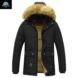 Winter New Warm Thick Fleece Parkas Men Waterproof Hooded Fur Collar Parka Jacket Coat Men Autumn Fashion Casual Parkas Men