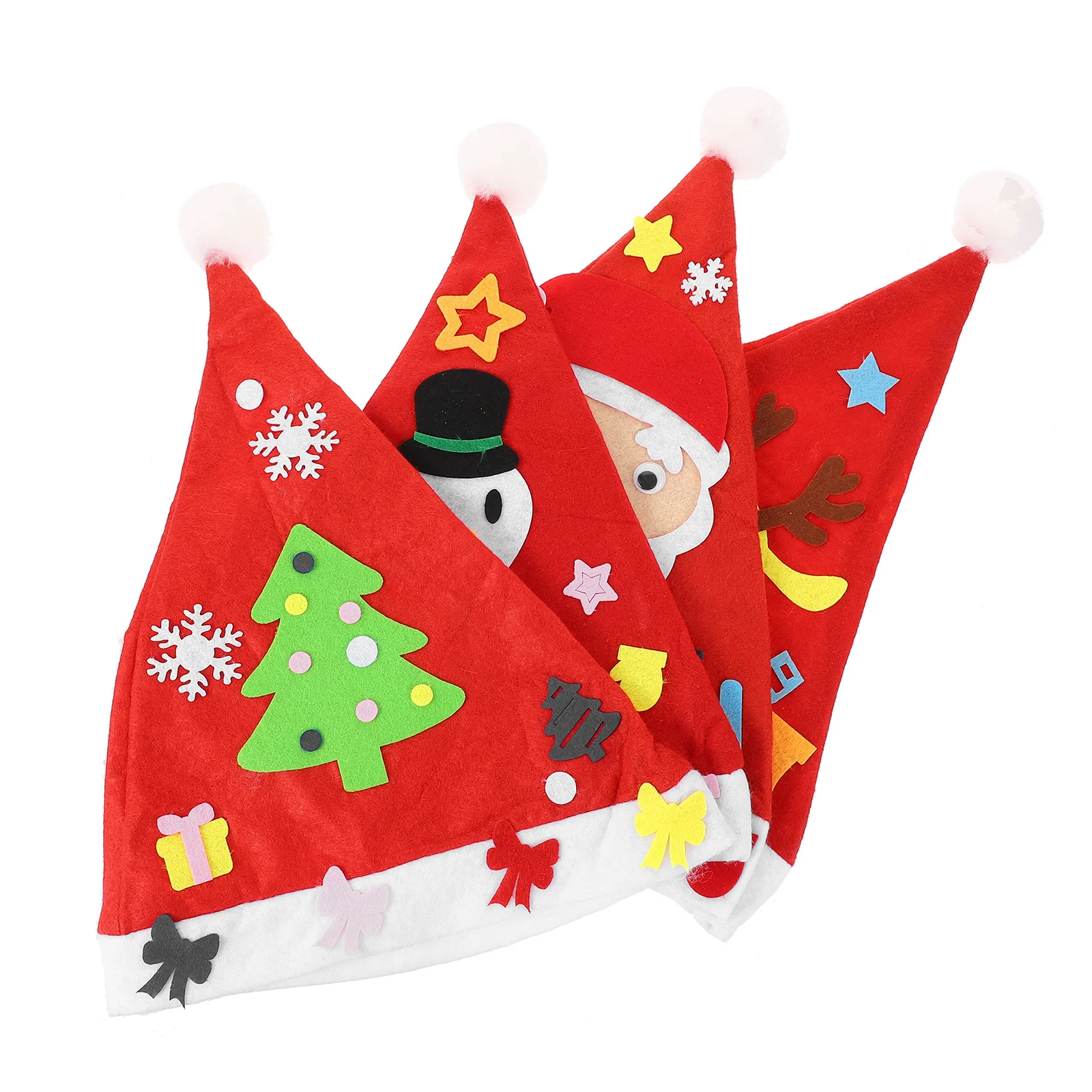 

5Pcs DIY Christmas Hat Making Materials Xmas Santa Hat Craft Kits for Handmade Supplies
