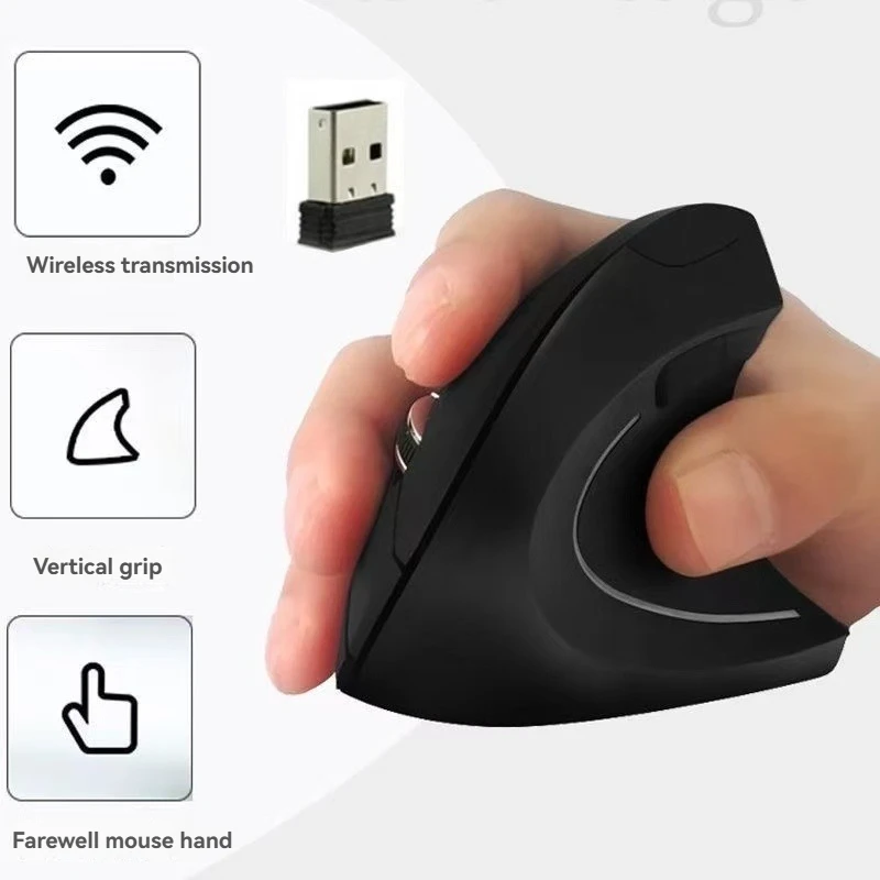 Ratón Vertical ergonómico 2,4 GHz ratón óptico inalámbrico 3 DPI ajustable 800/1200/1600 6 botones para ordenador portátil PC de escritorio