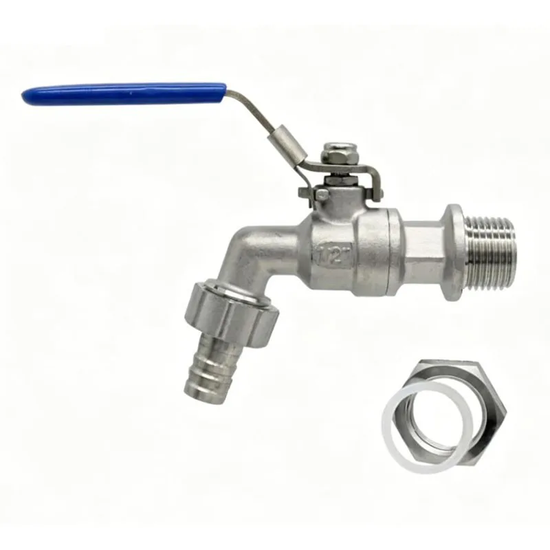 304 Stainless Steel Fixed Ball Valve G1/2 Thread Outdoor Frost-Proof Heavy-Duty Water Tap for Garden Large Flow Drain Valve