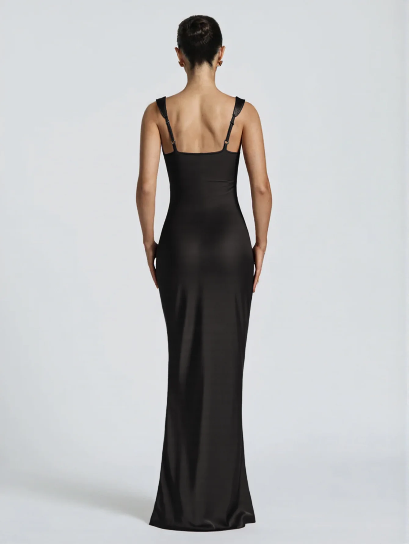 Damen Satin Abendkleid mit quadratischem Ausschnitt, ärmellos, Meerjungfrauen-Schnitt, gerafft, figurbetont, langes formelles Ballkleid, elegantes, schickes, sexy Maxikleid – Detail 10