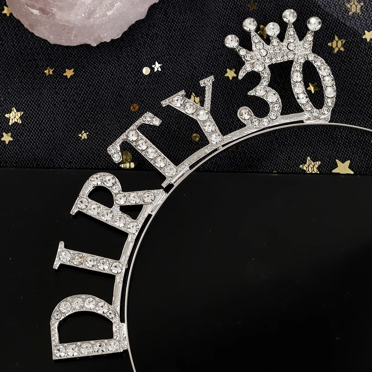 Glänzendes Strass-Stirnband mit englischen Buchstaben „Alles Gute zum Geburtstag“ für Frauen, Zinklegierungsmaterial, Party-Schmuck, beliebtes Haar-Accessoire – Detail 24