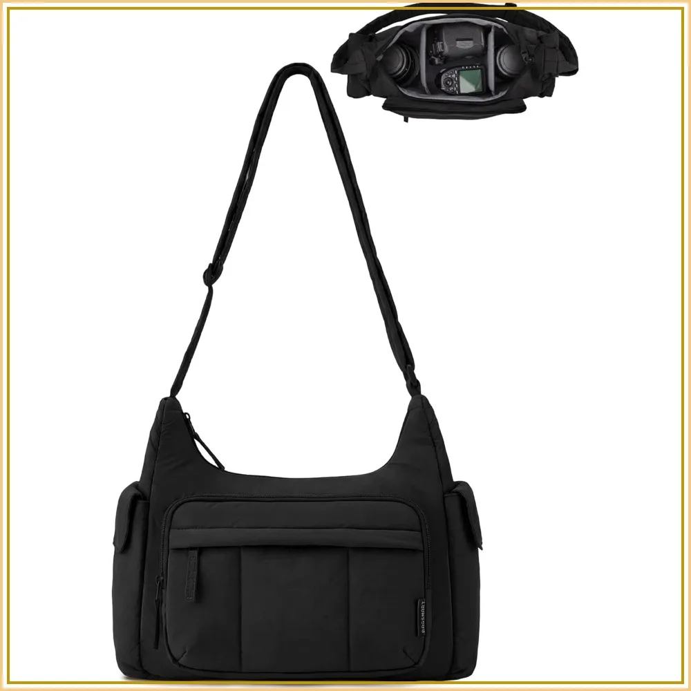 

2 in 1 Puffy Camera Sling Bag for Photographer, Everyday Shoulder Crossbody Bag with Pockets Digital Camera Case for DSLR/Mirrorless