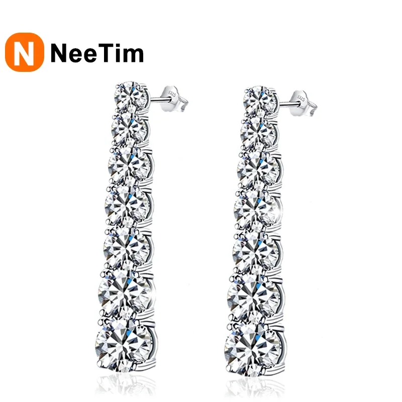 

NeeTim Full D VVS1 Moissanite Earrings for Women with GRA s925 Sterling Silver Sparkling Diamond Ear Studs Wedding Fine Jewely