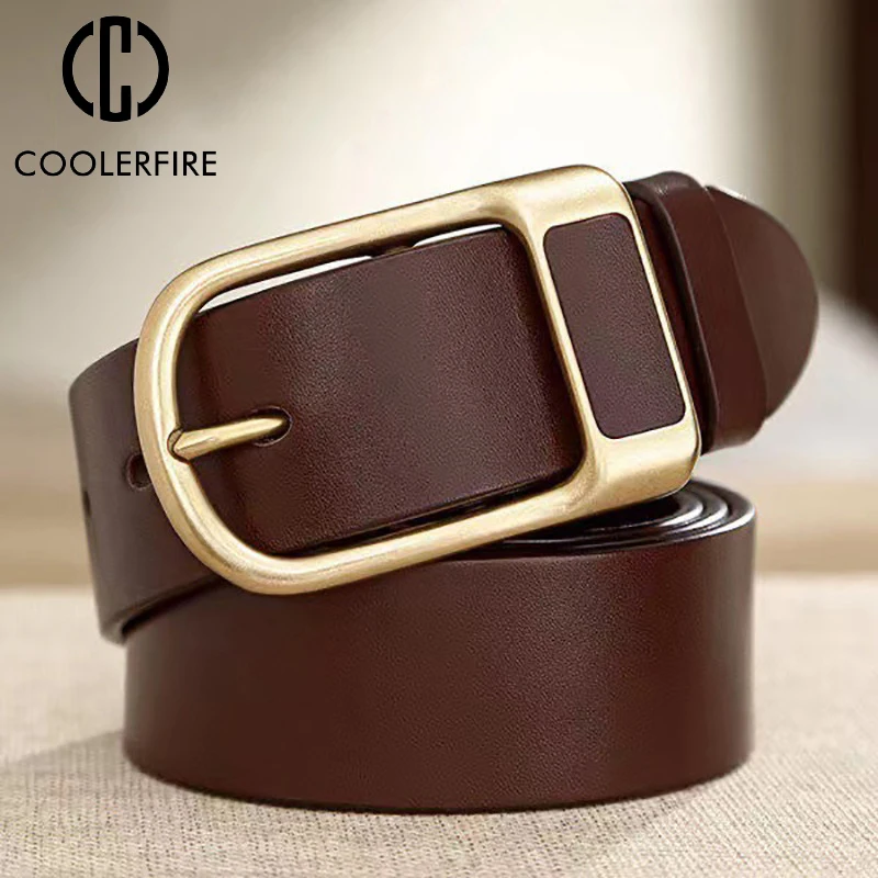 Belt For Men Business Casual Vintage Luxury Brand Genuine Leather Belt Men Designer For Jeans Fashion Pin Buckle Strap HQ236