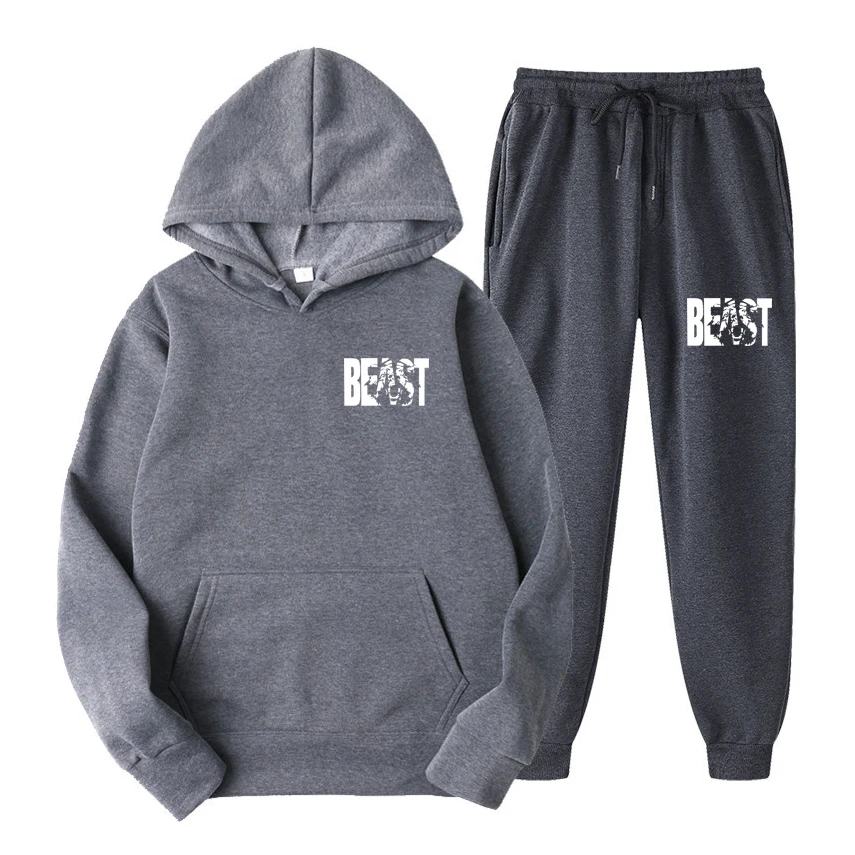 2022 New Fashion Sportswear Men's Suits Printed Hooded Sweatshirt Suits Fleece Hoodie Sportswear Suits Sweatpants Hoodie Men's 2