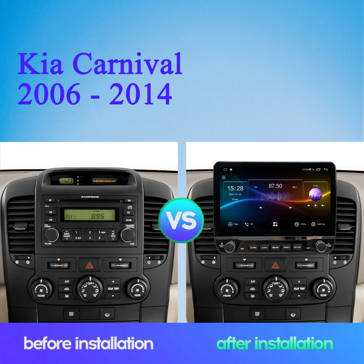 2Din Android 14 Autoradio Multimedia PC Tablet For Kia Carnival VQ 2006 - 2014 GPS DVD Video Music Player Car intelligent system