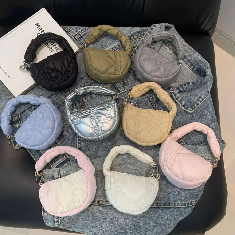 Fashion Solid Color Mini Pleated Cloud Bag Quilted Sling Small Wallet Hanging Mini Handbag Bag Pendant Travel