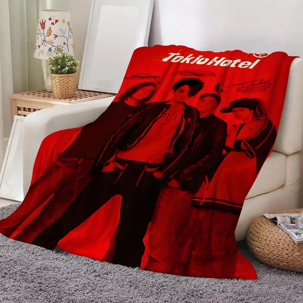 Metal Rock Band Tokio Hotel Throw Cozy Soft Flannel Throw Lightweight Skin-Friendly For Sofa Bed Office & Travel