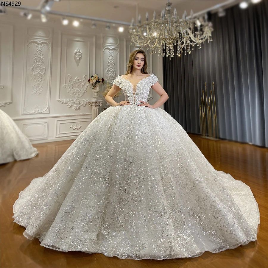 تخصيص NS4929 قبالة الكتف الأشرطة الكرة ثوب الزفاف أماندا Novias