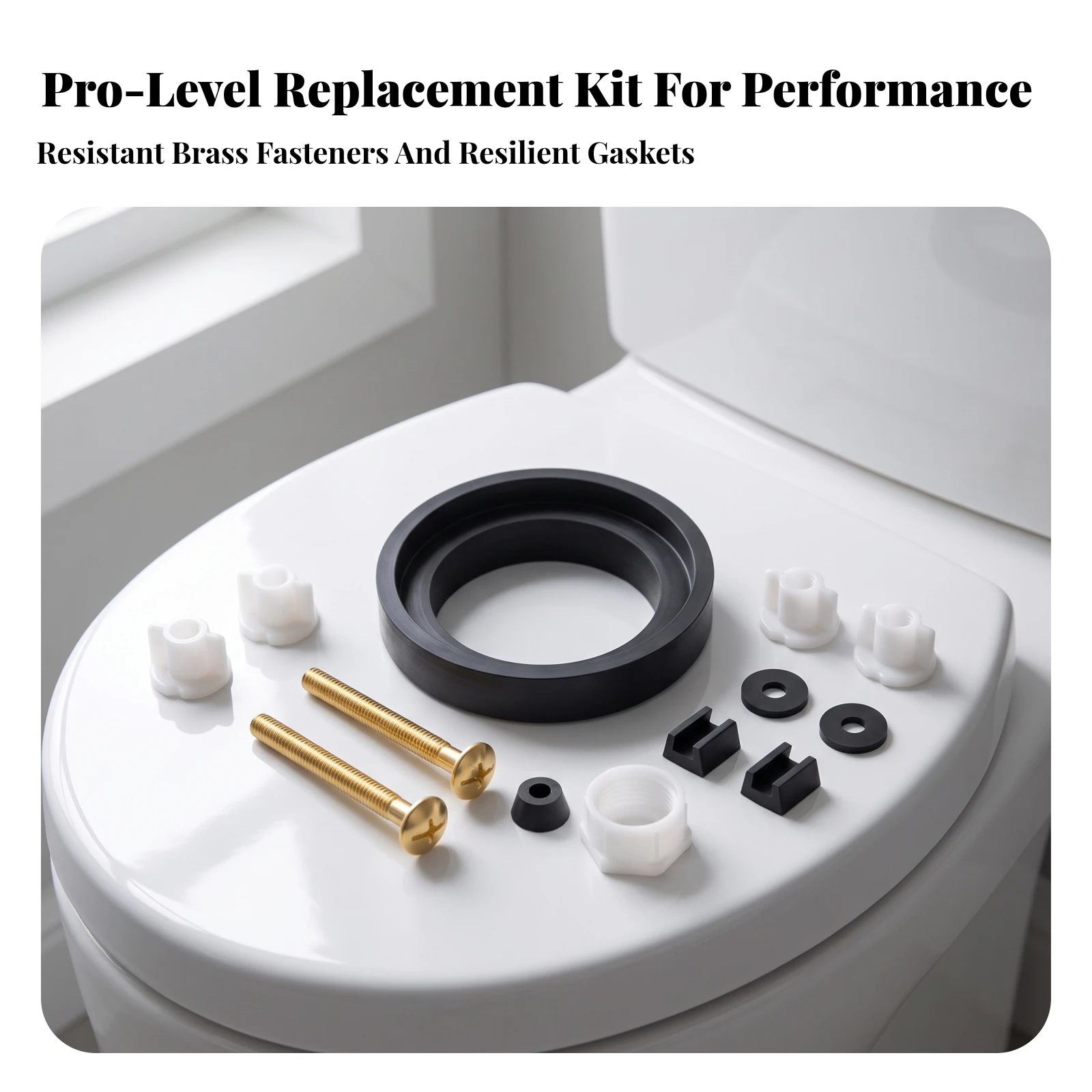 Toilet Tank-to-Bowl Bolt and Gasket Kit Long-Lasting Toilet Repair Replacement Kit Reliable Waterproof for Homeowners