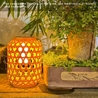 1PC Solar Imitation Bamboo Lantern Outdoor Waterproof Plastic Rattan Lantern Courtyard Decoration Garden Light