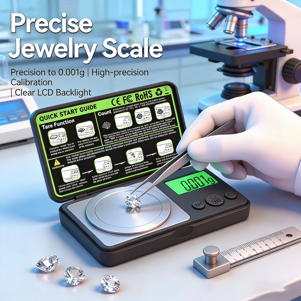 0,001g Hochpräzise Mini-Digitalwaage Schmuck-Milligrammwaage Tragbare Küchen-Backwaage Präzisions-Taschenwaage