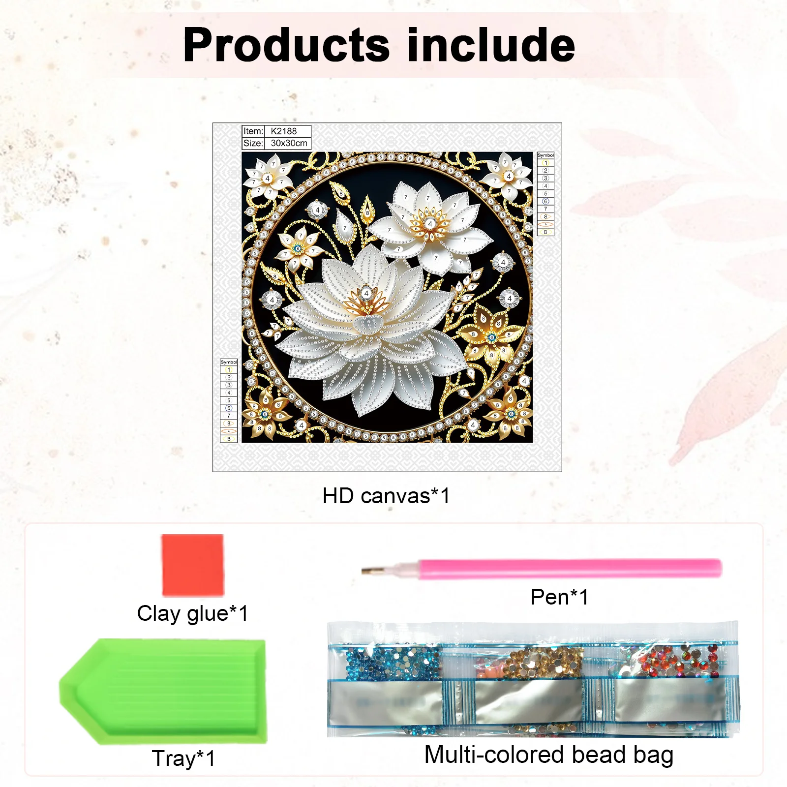 Lotus Special Shape Diamond Art Painting Kit for Adult Beginner,Crystal Diamond Special Shape Kit for Home Wall Decoration Gift view 3