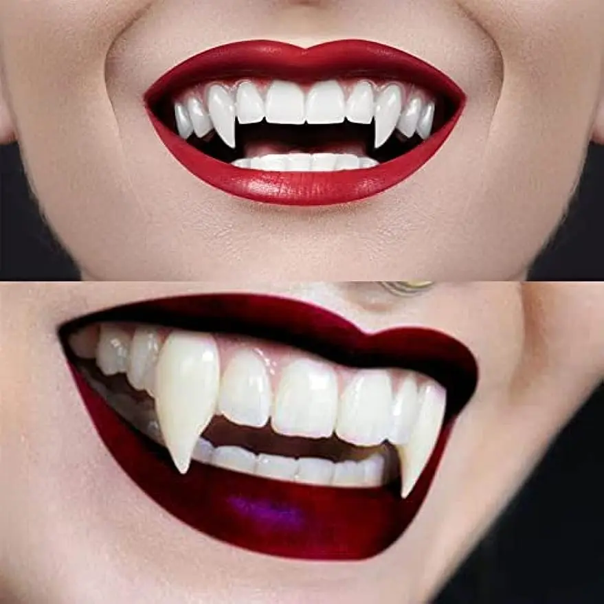 Vampire Fangs Teeth Werewolf Cosplay Retractable Braces Halloween Party Fake Fangs for Adult Kids Halloween Cosplay Party