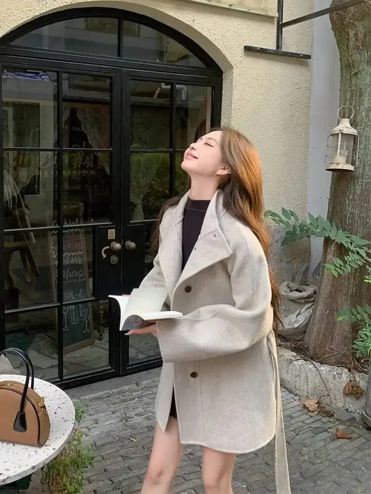 

Plus Size 2026 New Style Women's Swallowtail Coat High-End Feeling Woolen Jacket Loose-Fit Petite Top Autumn/Winter Season