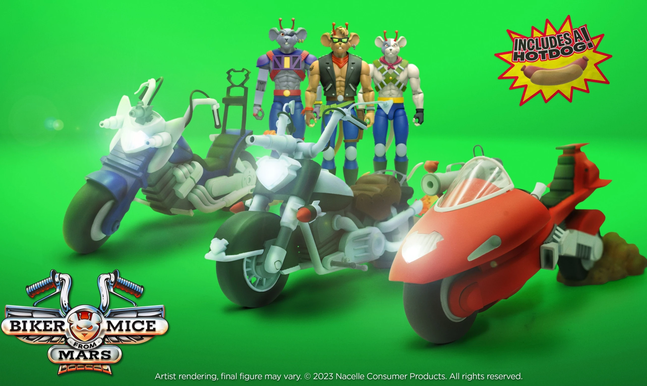 In Stock Nacelle 1993 Animated Series Biker Mice From Mars 1/12 Figures Motorcycles Toys