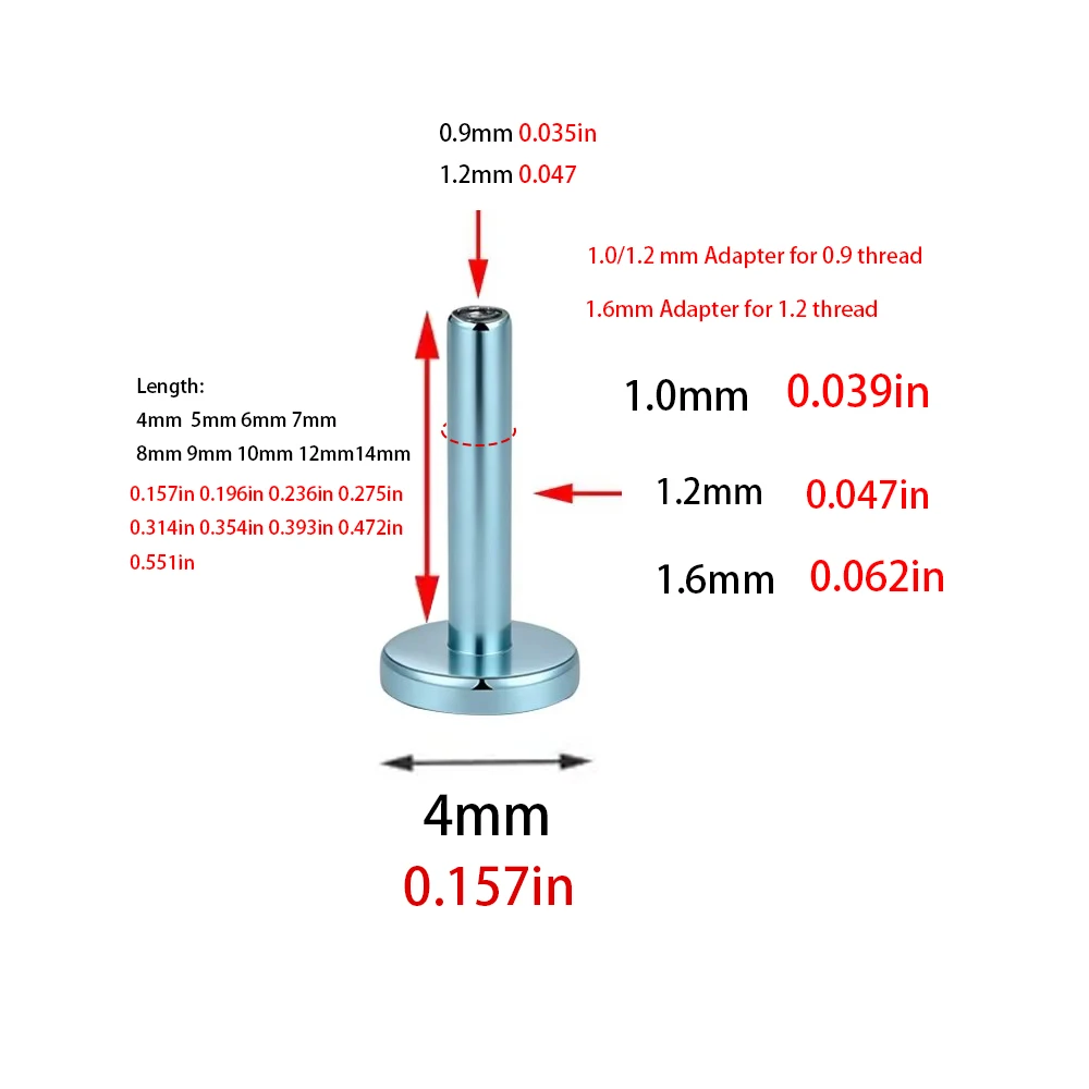 5/10 PCS ASTM F136 Labret Rod Internal Thread G23 Titanium 16G 18G 14G 4/12mm  Nose Piercing Tragus Body Jewelry