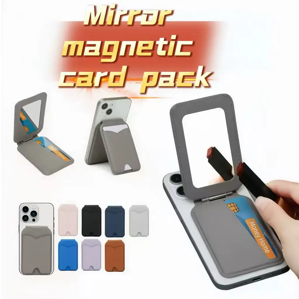 

Подходит для Apple iPhone 16, 14, 13, серия, зеркало с вращающимся валом, сумка для магнитной карты, складное зеркало MagSafe