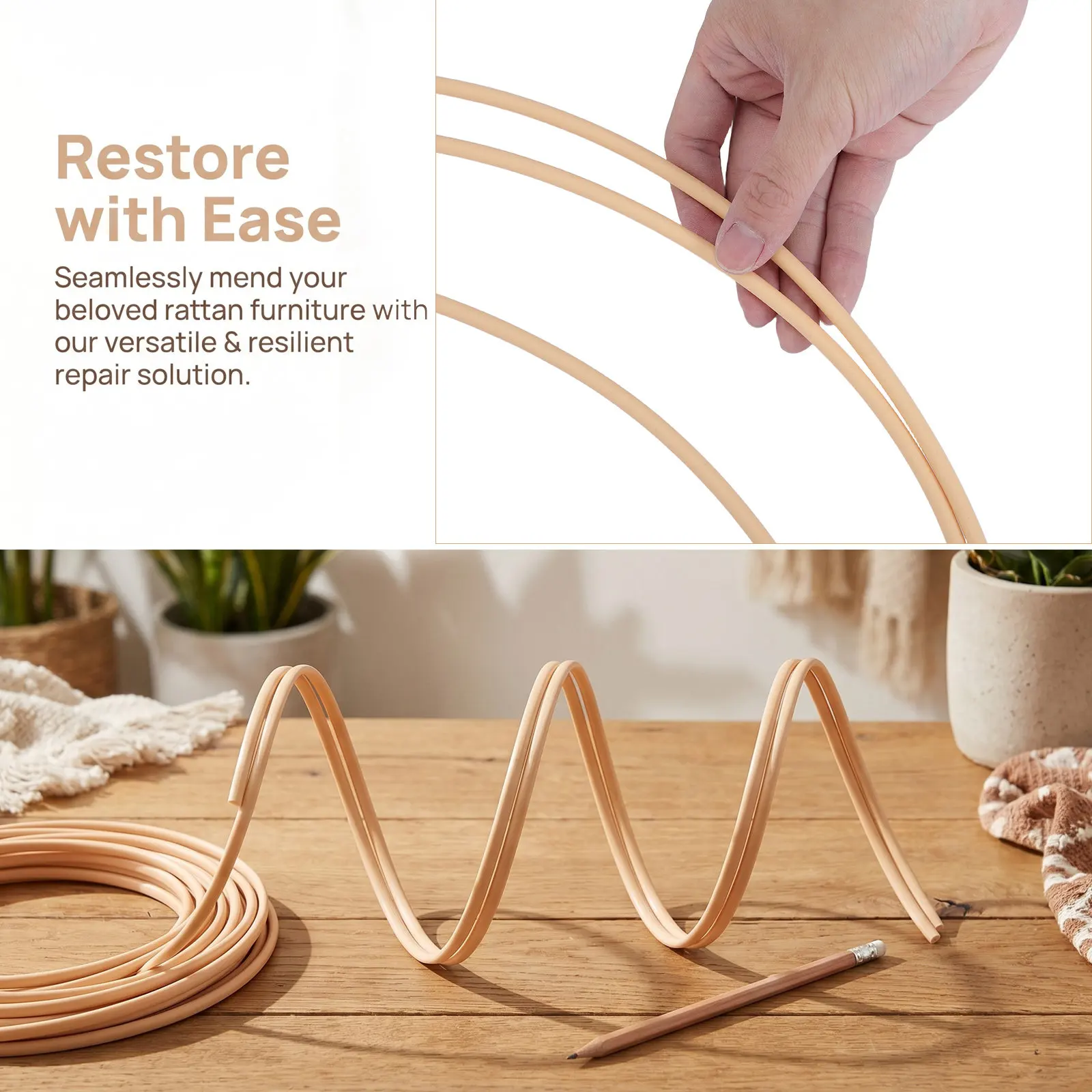 Plastic Wicker Repair Kit Synthetic Rattan Strips for Chair Basket Patio Conversation Outdoor Wicker Furniture Repair Material