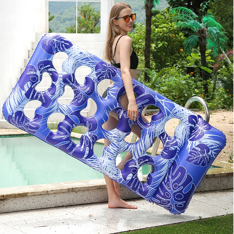 1pc Leaf-Shaped 18-Hole Inflatable Water Hammock - Portable Foldable Uncharged PVC Floating Bed for Relaxation - Ideal for Pool