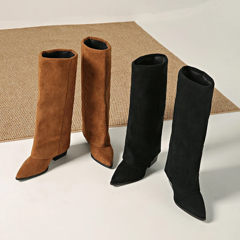

New Retro Pointed Toe Suede 2025 Thigh Boots Women's Tall Autumn/Winter Knight Boots