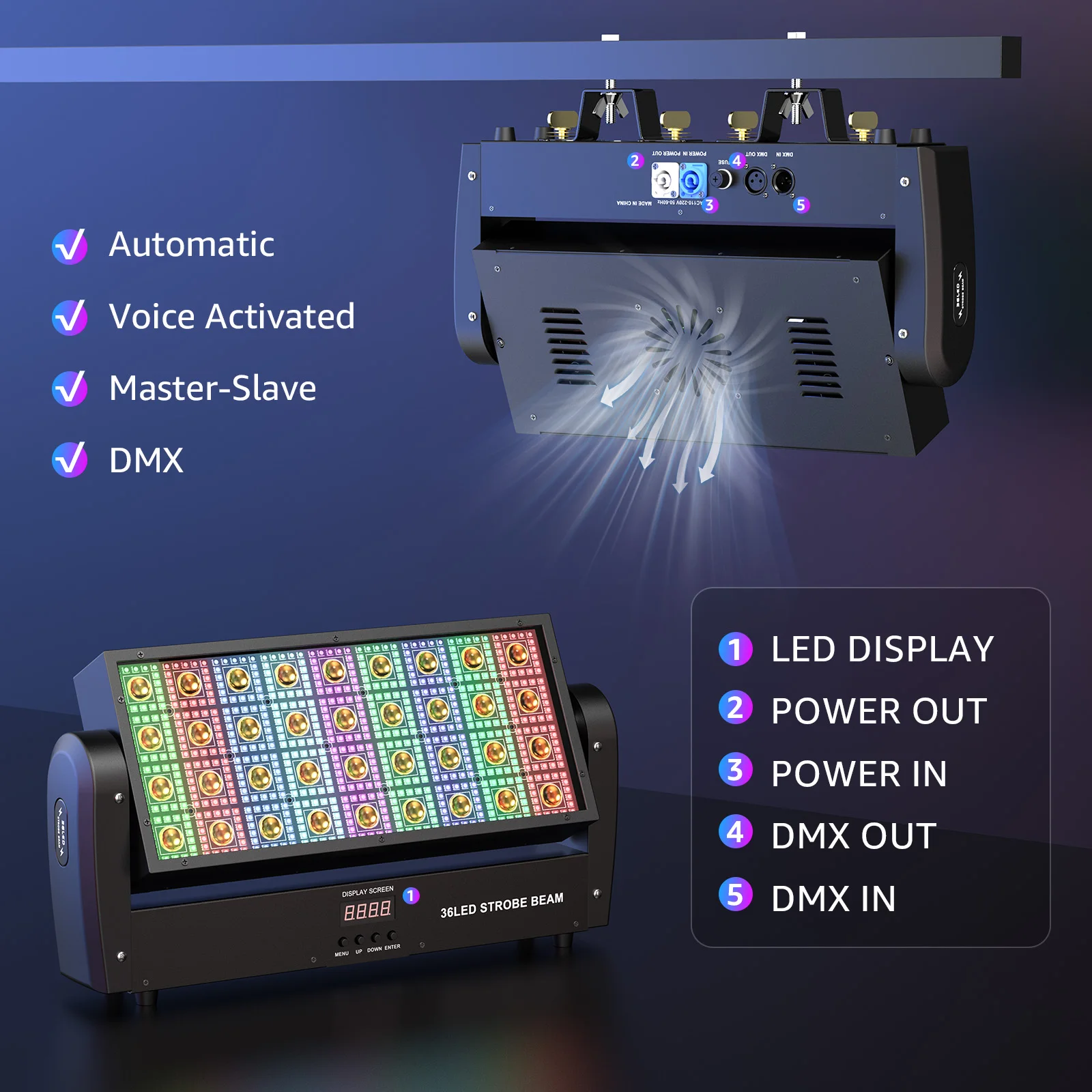 Buysumshine 200W 스트로브 빔 라이트, DJ 라이트, 따뜻한 화이트 라이트, 648 개 5050RGB LED 무대 조명, 파 라이트 파티 라이트