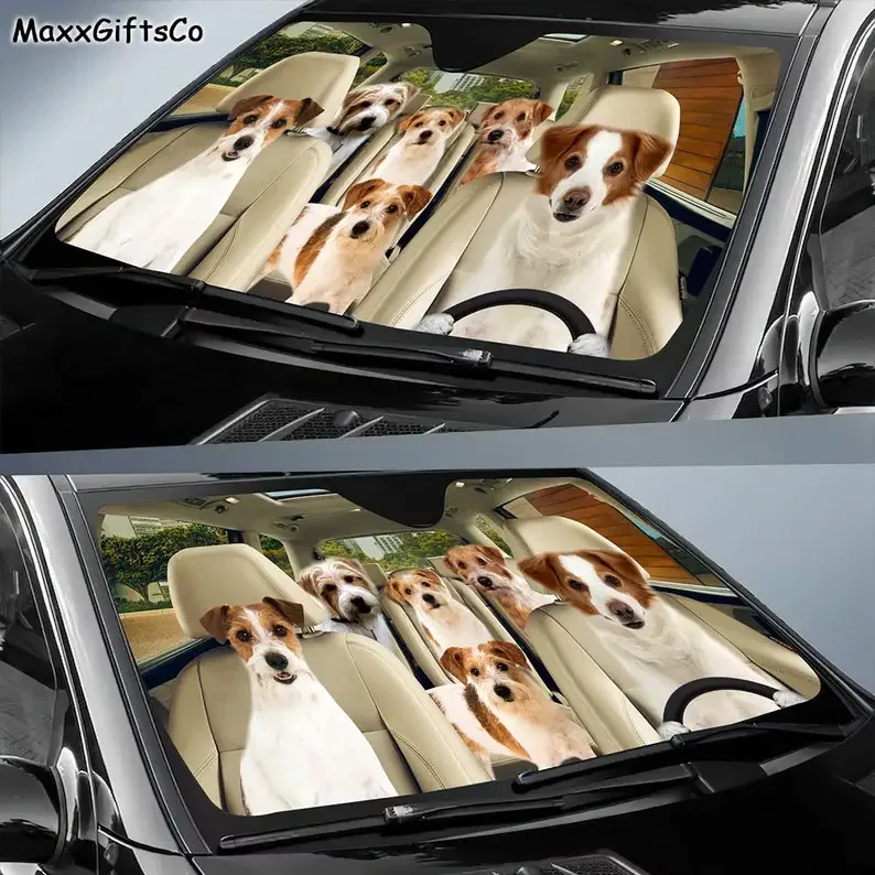 Kromfohrlander Car Sun Shade, Kromfohrlander Windshield, Dogs Family Sunshade, Dog Car Accessories, Car Decoration, Gift For Dad